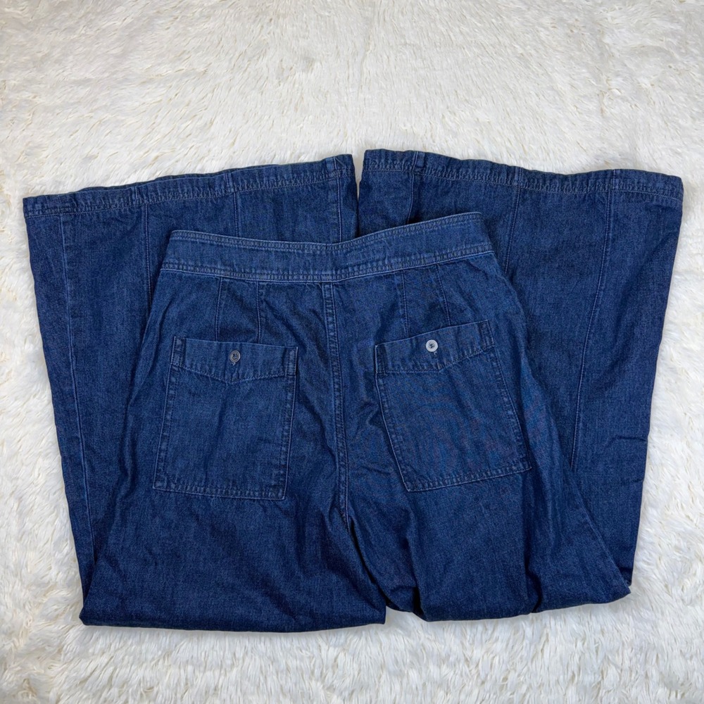 Pilcro Wide Leg Palazzo Jeans Womens 31 Blue Dark Wash High Rise Cotton Boho - Picture 4 of 4